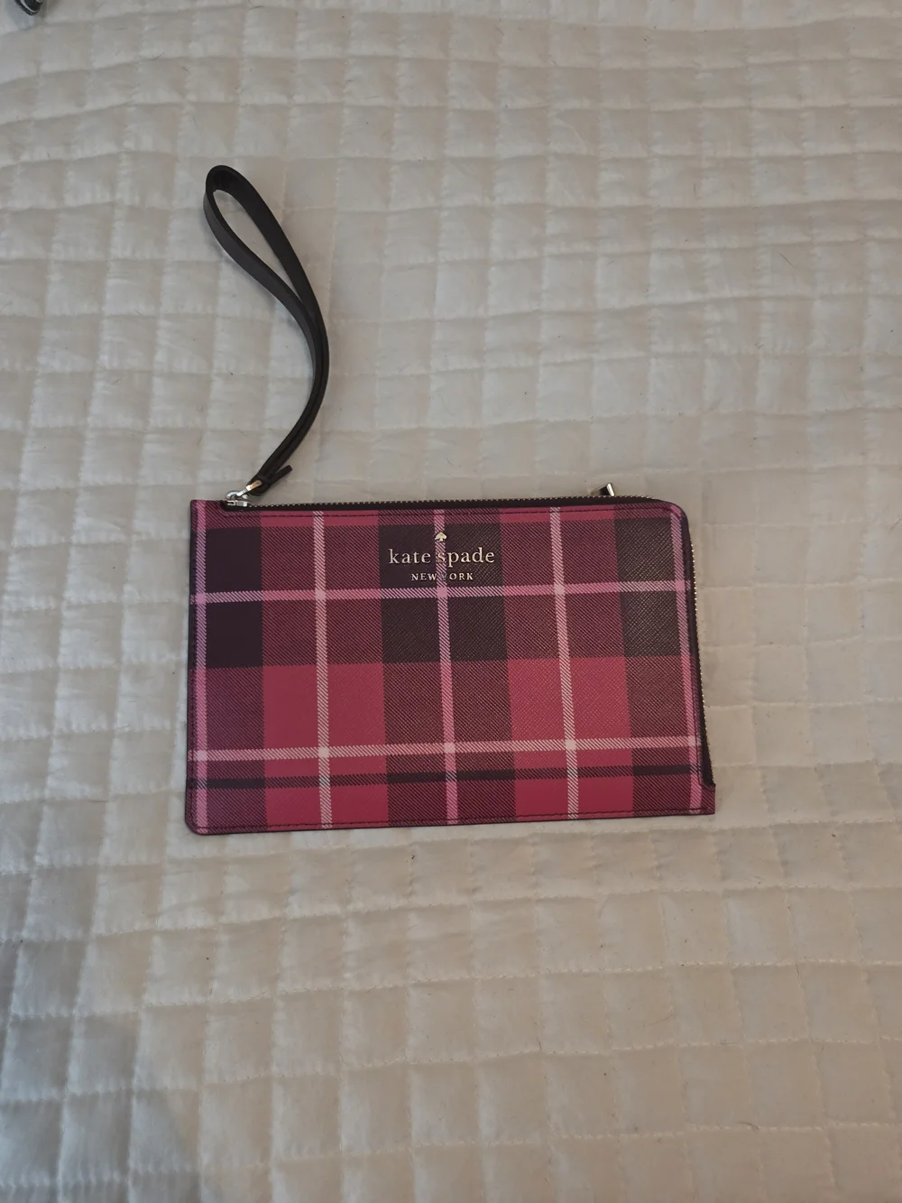 kate spade New York Plaid L Zip Wristlet